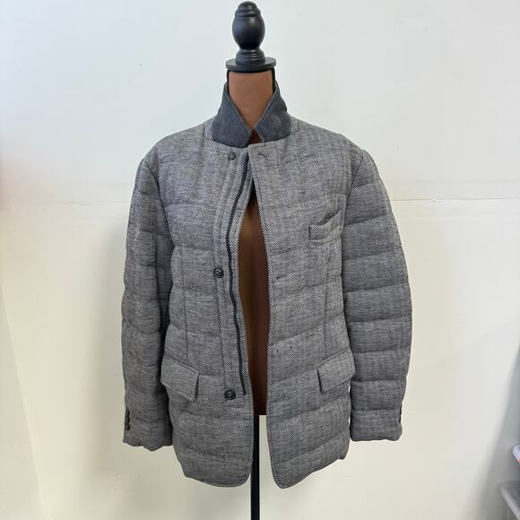 Moncler Other - Vintage Moncler Grey Herringbone Wool and Down Jacket